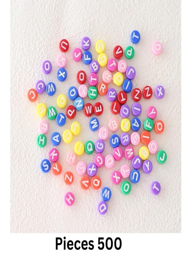 Dhruv Crafts Acrylic Round A to Z Alphabet Letter Beads Multicolor 6mm for Jewellery Making, DIY Bracelets, Necklace, Key Chains and Kids Jewellery (500 Pieces, 7x4mm Alphabet) - Image 2